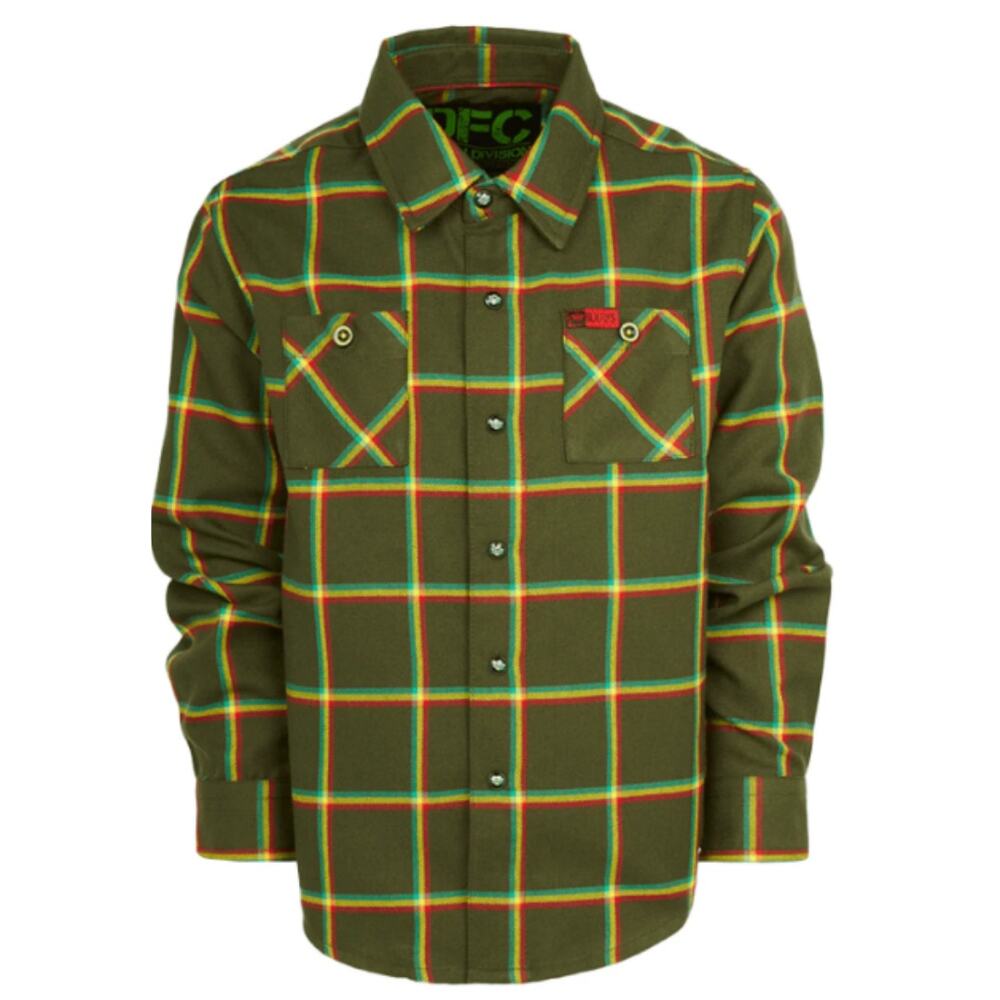 Dixxon DFC Black Flys Youth Flysouljah Flannel Shirt XL Green Button Long Sleeve